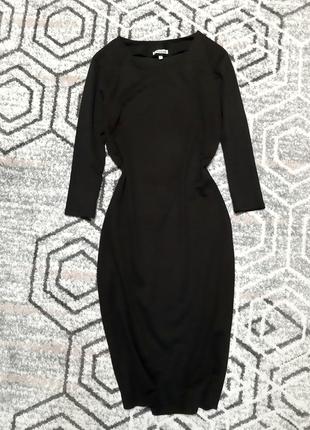 Базовое черное платье футляр карандаш миди трикотаж классика