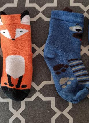 Махровые теплые носки с лисицей и собачкой