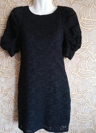 Красивое ажурное черное платье oodji / размер евро 36