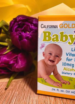 Вітамін D3 в каплях для дітей. California Gold Nutrition, 400 МЕ.