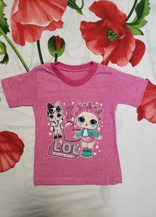 Розовая футболка с лол для девочки 3-4 года