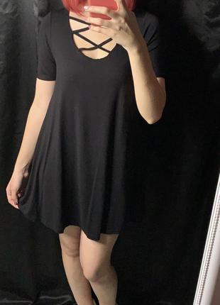 Чёрное платье колокольчик солнце свободное платье футболка