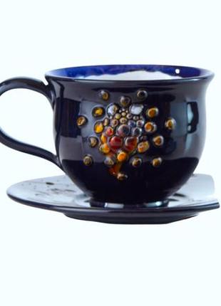 Керамическая чашка с блюдцем  ручной работы франция