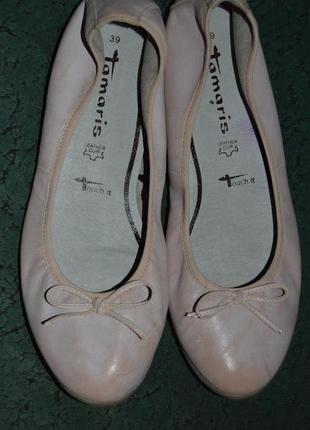 Туфли балетки кожа tamaris размер 39 38, туфлі шкіра