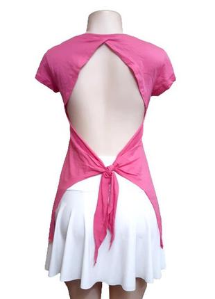 Розовая футболка-майка из хлопка, с открытой спинкой s-m, турция