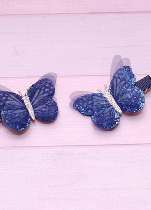 Модные шифоновые бабочки синие