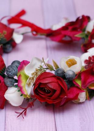 Веночек для свадьбы, фотосессии в бордово-марсаловом цвете