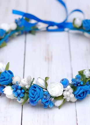 Веночек с цветами бело-синий