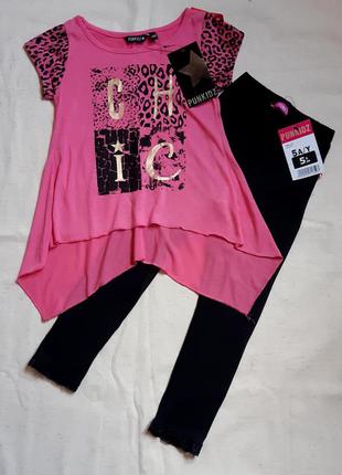 Комплект розовый леопард костюм лосины и туника "punkidz" фран...