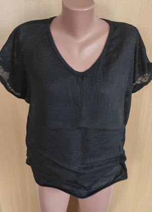 Чорна сорочка блуза льняна льон італія бохо
