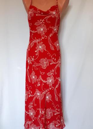 Шовкове червоне плаття в білизняному стилі debut (розмір 36)