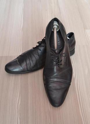 Черные кожаные vera pelle модельные туфли lasocki- италия - 40р.