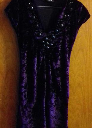 Фиолетовое велюровое платье с украшением,велюрове плаття, плат...