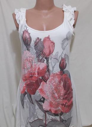 Плаття-туніка біле великі троянди стрази *jane norman* 48-50р