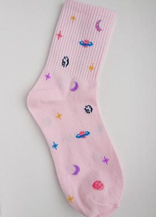 🌌космос 🪐жіночі шкарпетки/женские носки вселенная, высокого ка...