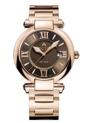 Позолоченные Rose Gold женские ретро часы VECTOR VC9-002485 brown