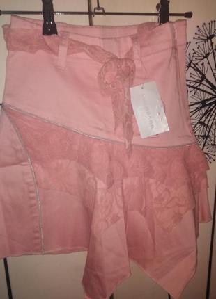 Нарядная юбка на девочку пудрового цвета (рост110-128 см)