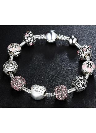 Срібний жіночий браслет в стилі Pandora