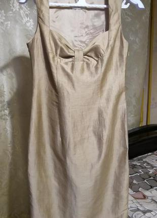 Шикарное золотистое льняное платье kaliko