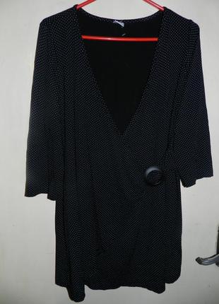 Трикотажная туника-блузка в горошек,большого размера