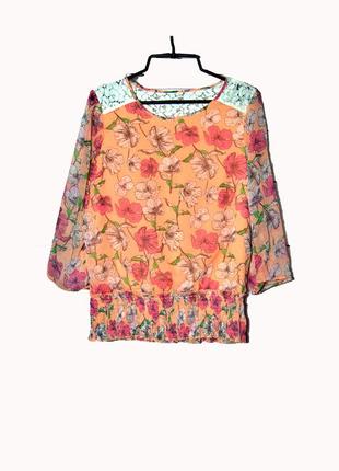 Романтичная шифоновая блуза в цветочный принт