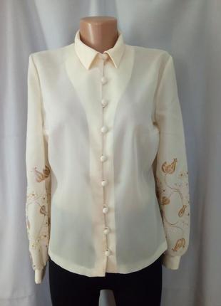 Ніжна шифонова блузка, блуза з вишитими рукавами №8bp