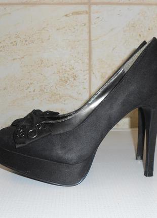 Туфлі жіночі чорні на платформі з кокетливим бантиком р. 37