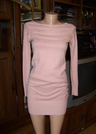 Нежно розовое платье-свитер шерсть плюс кашемир anne ms