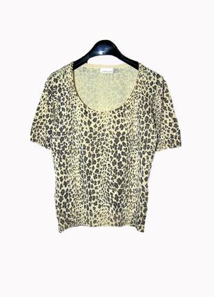 Шелковая футболка кофточка джемпер с леопардовым принтом