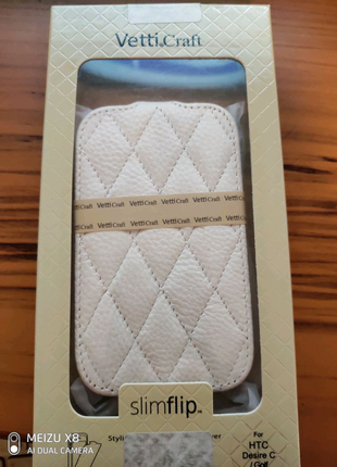 Чехол Vetti Craft Slim HTC Desire C /Golf diamond S-white