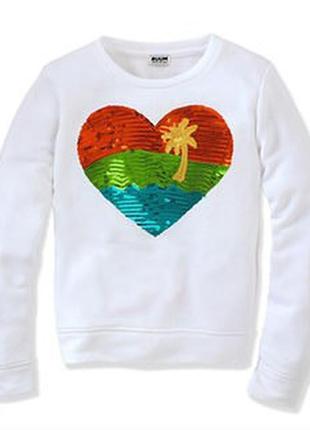 Кофточка свитер для девочки паетки перевертыши сердце