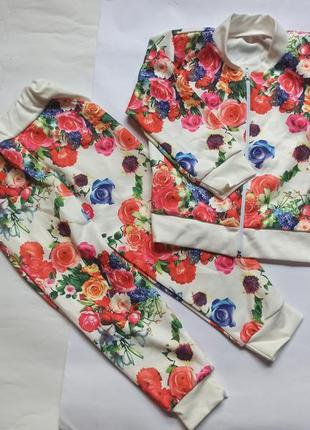 Костюм в цветы комплект для девочки олимпийка худи  штаны