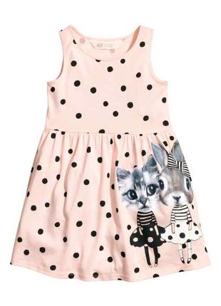 Платье сарафан для девочки котик зайчики