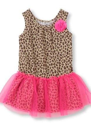 Леопардове плаття з фатиновою спідницею тришарової для дівчинки