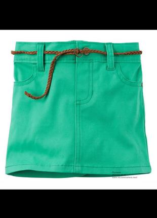 Джинсовая мини юбка с поясом и карманами