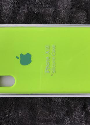 Чехол для IPhone X\Xs Silicone case,ярко салатовый