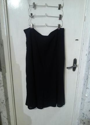 Элегантная,длинная,черная юбка с подкладкой,большого 60 размера