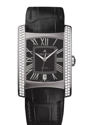 Прямокутні жіночі ретро годинник VECTOR VC9-004513Q black чорні