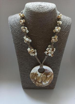 Еко намисто і сережки-грона з перламутру