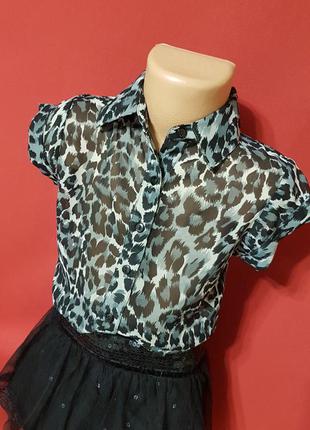 Стильная детская леопардовая блуза от miss e-vie на 7 лет