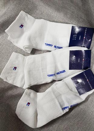 Шкарпетки tommy hilfiger короткі/ середні білі в кольорах 39-4...