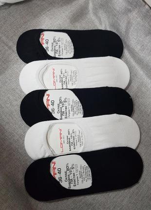 Следы короткие носки 36_40р 40_44р набор поштучно белый / чёрн...
