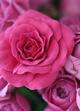 Розовая заколка ручной работы "роза"