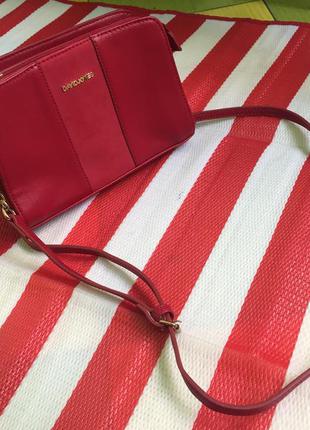 Шикарная  красная стильная сумка david jones /кроссбоди/на цеп...