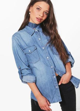 Стильная джинсовая рубашка zara /актуальная вещь