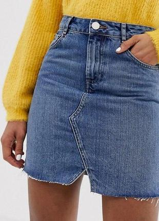 Бомбезний трендова джинсова спідниця asos з бахромою