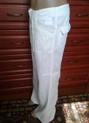 Білосніжні лляні літні брюки 28(44р)