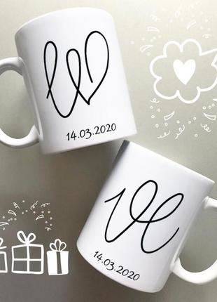 🎁подарок чашки набор «love» на свадьбу/годовщину