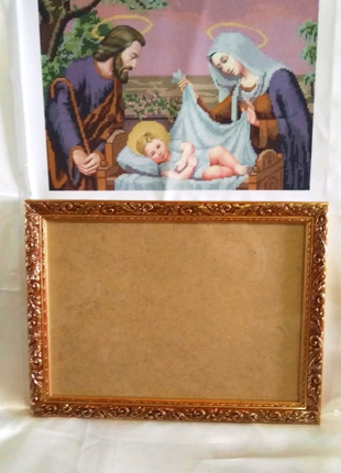 Комплект: Схема для вышивки бисером "Рождение Иисуса" и рамка для