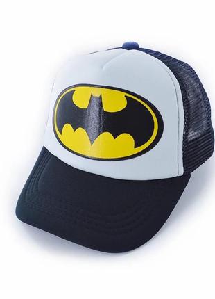 Детская кепка тракер бэтмен (batman) с сеточкой, унисекс белая